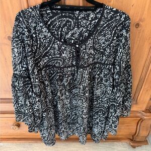 Lucky Brand Black and White Floral Tunic